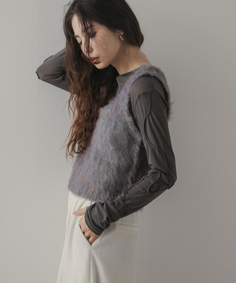 ミックスシャギーニットビスチェ