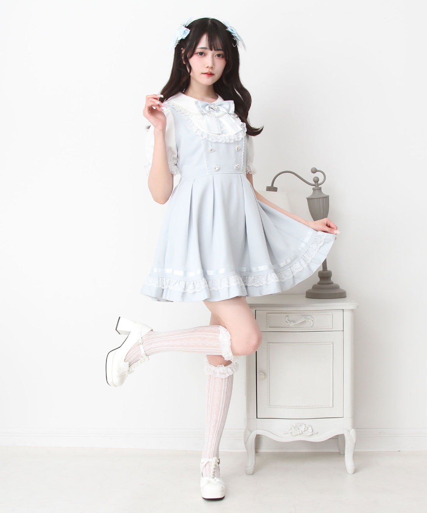 夢展望ディアマイラブチェーンジャンスカワンピース水着（グレー） 夢展望ディアマイラブチェーンジャンスカワンピース水着（グレー）