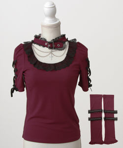 十字架チェーンチョーカーアームウォーマーリブトップス