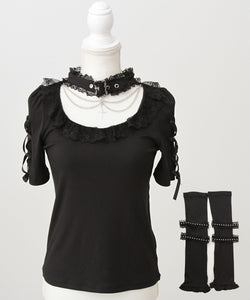 十字架チェーンチョーカーアームウォーマーリブトップス