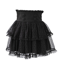 ハートドットチュールティアードスカート