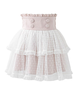 ハートドットチュールティアードスカート