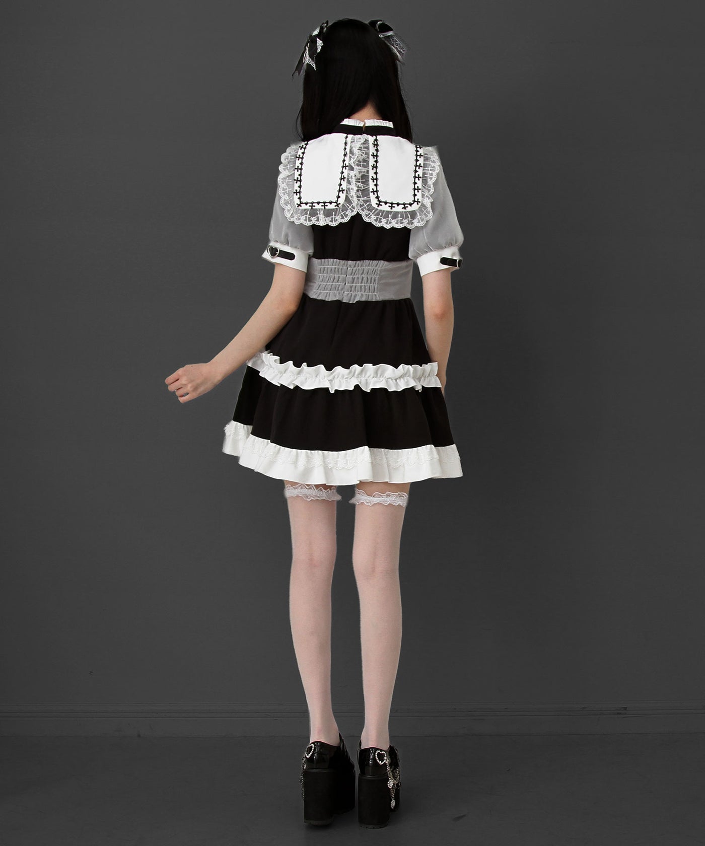 ゴシック十字架レースアップティアード風ワンピース – レディース