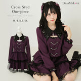 角襟十字架スタッズベルトティアードワンピース