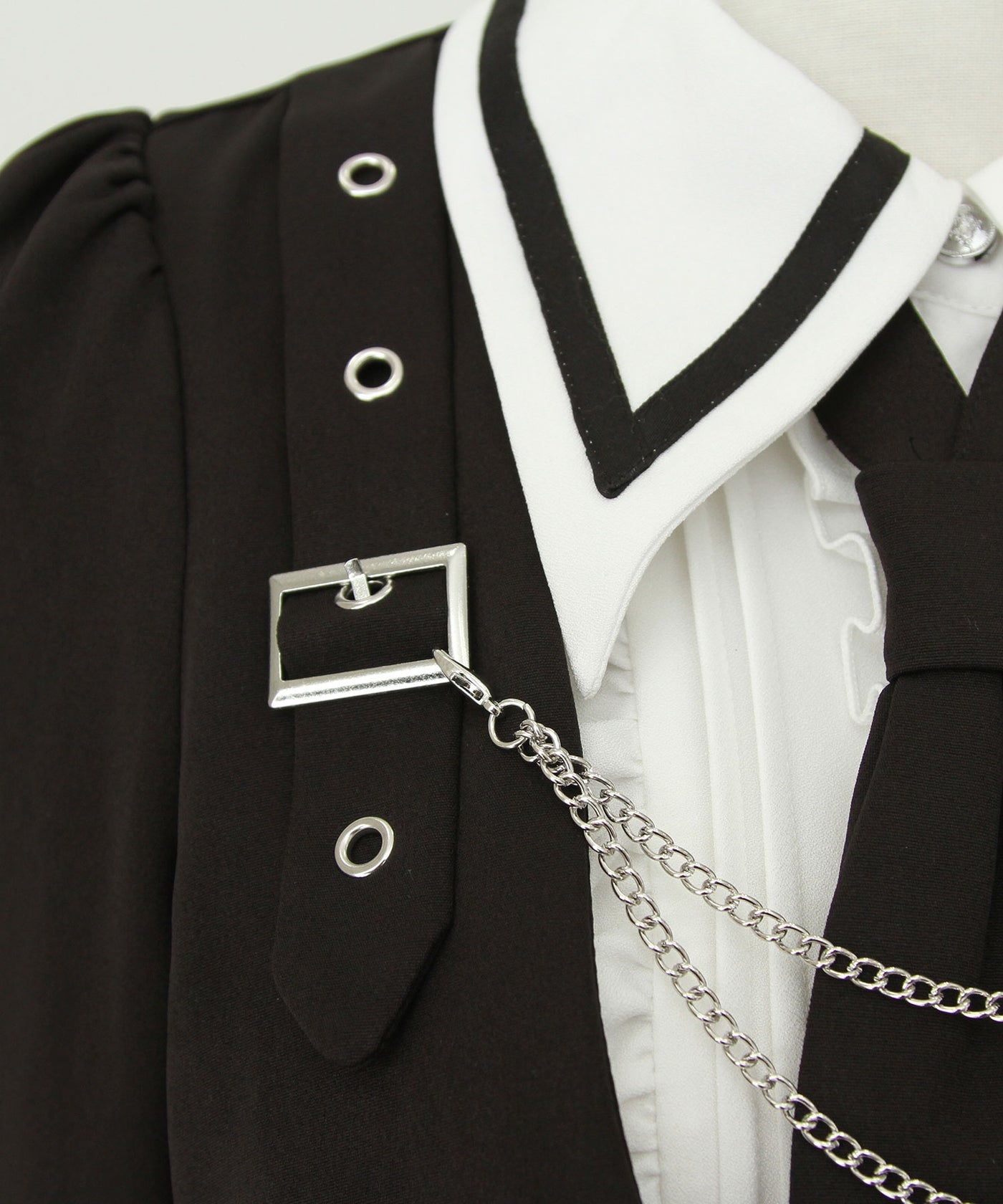 予約 12/19発送】ジャケット風チェーンネクタイベルトプリーツ
