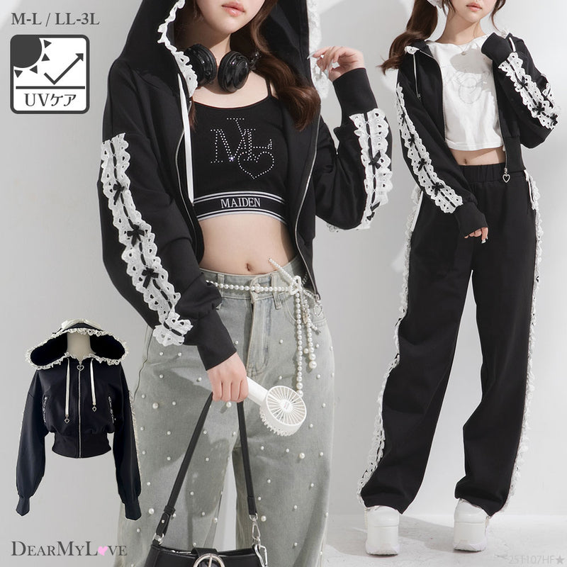 UVカットハートフリルサムホールパーカー【大きいサイズ有】