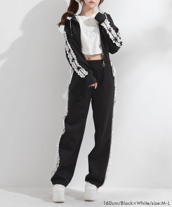 UVカットハートフリルレースロングパンツ【大きいサイズ有】