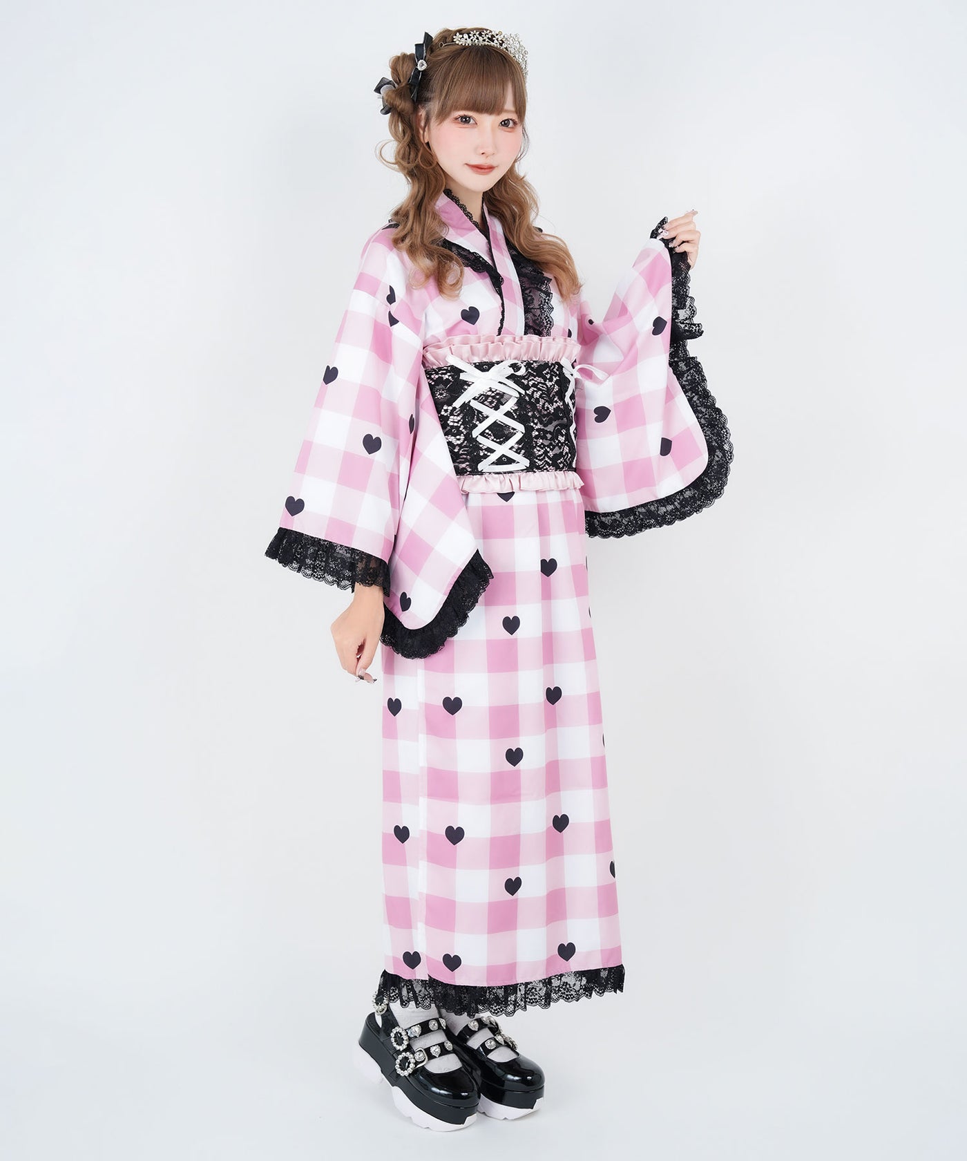 夢展望 ショコラスイーツ柄浴衣 3点セット 椿柄浴衣3点セット – レディース