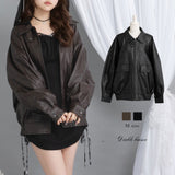 裾ドロストオーバーサイズ合皮ブルゾン【ジャケット】【コート】