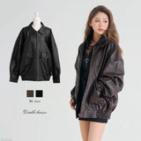 裾ドロストオーバーサイズ合皮ブルゾン【ジャケット】【コート】