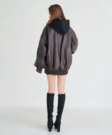 裾ドロストオーバーサイズ合皮ブルゾン【ジャケット】【コート】