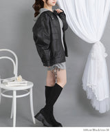 裾ドロストオーバーサイズ合皮ブルゾン【ジャケット】【コート】