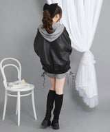 裾ドロストオーバーサイズ合皮ブルゾン【ジャケット】【コート】