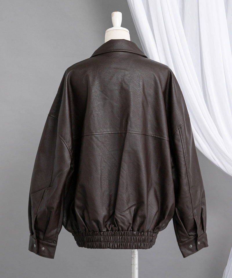 裾ドロストオーバーサイズ合皮ブルゾン【ジャケット】【コート】