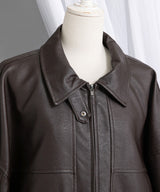 裾ドロストオーバーサイズ合皮ブルゾン【ジャケット】【コート】