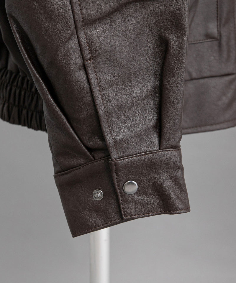 裾ドロストオーバーサイズ合皮ブルゾン【ジャケット】【コート】