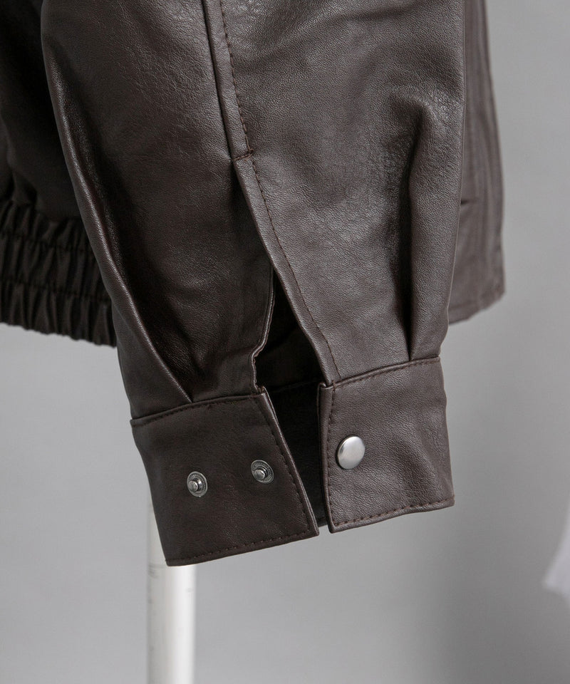 裾ドロストオーバーサイズ合皮ブルゾン【ジャケット】【コート】