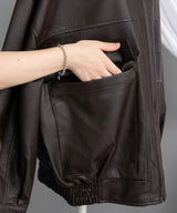 裾ドロストオーバーサイズ合皮ブルゾン【ジャケット】【コート】