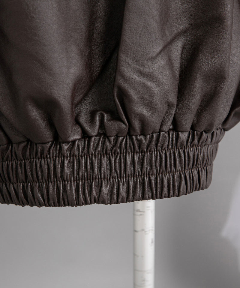 裾ドロストオーバーサイズ合皮ブルゾン【ジャケット】【コート】