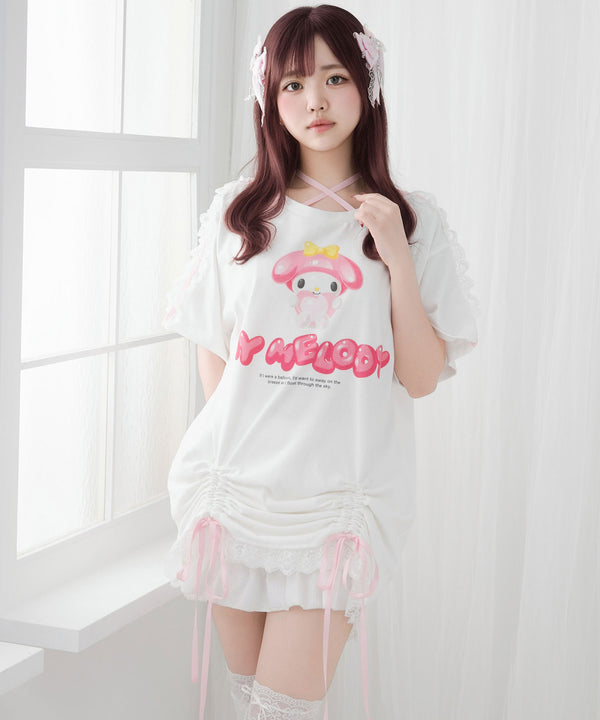 【海外発送不可】【サンリオ×DML】リボンレースビッグTシャツ