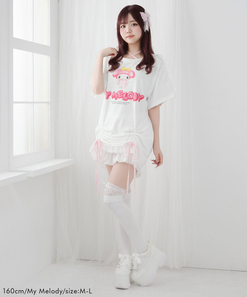 【ご好評につき完売しました】【海外発送不可】【サンリオ×DML】リボンレースビッグTシャツ