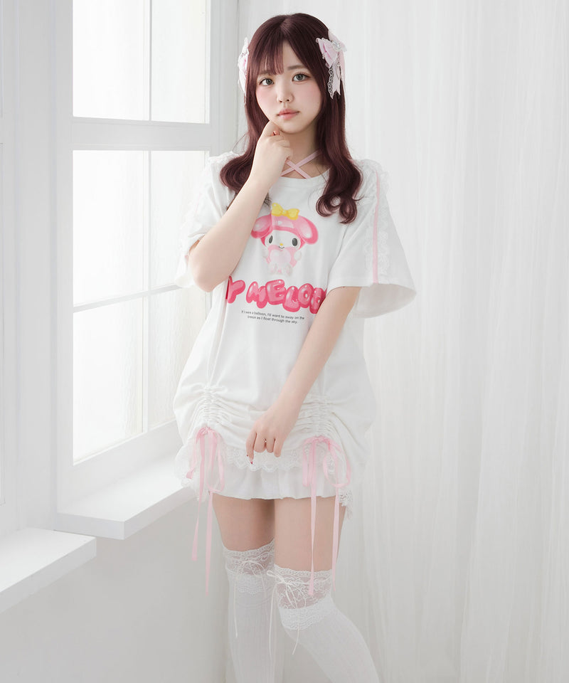 【ご好評につき完売しました】【海外発送不可】【サンリオ×DML】リボンレースビッグTシャツ
