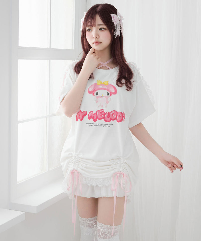 【ご好評につき完売しました】【海外発送不可】【サンリオ×DML】リボンレースビッグTシャツ