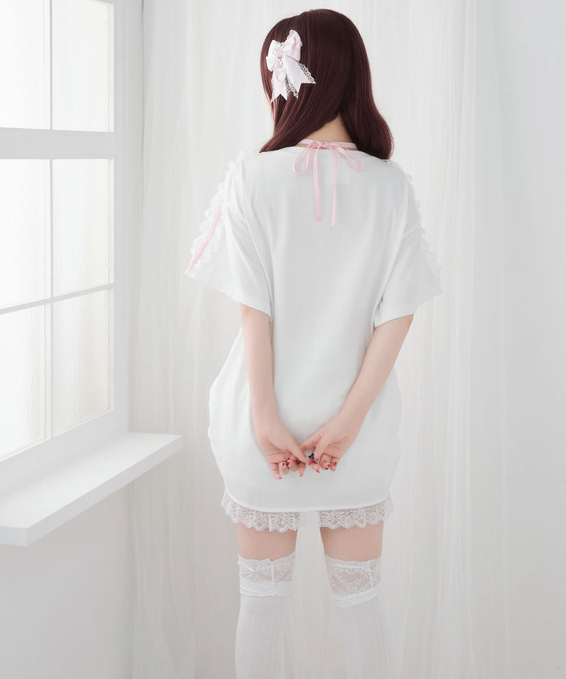 【ご好評につき完売しました】【海外発送不可】【サンリオ×DML】リボンレースビッグTシャツ