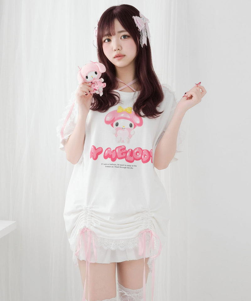 【ご好評につき完売しました】【海外発送不可】【サンリオ×DML】リボンレースビッグTシャツ