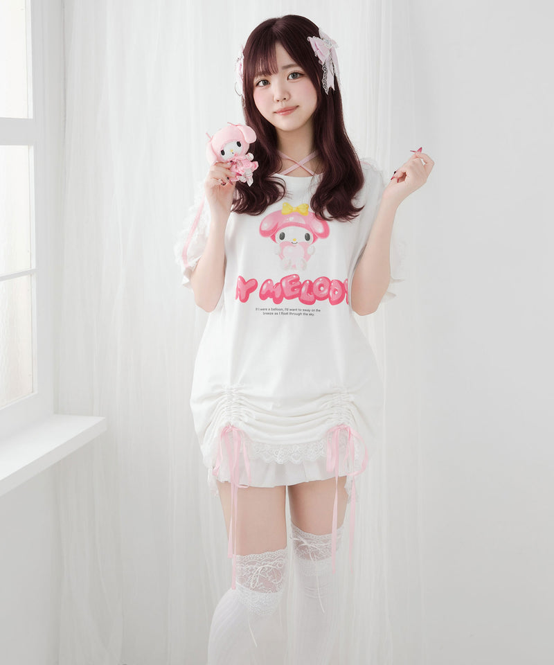 【ご好評につき完売しました】【海外発送不可】【サンリオ×DML】リボンレースビッグTシャツ