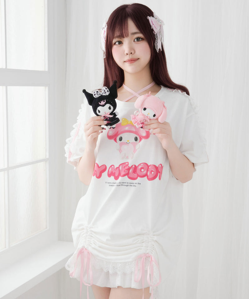 【ご好評につき完売しました】【海外発送不可】【サンリオ×DML】リボンレースビッグTシャツ