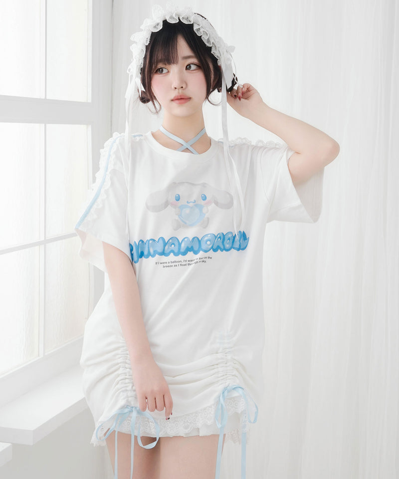 【ご好評につき完売しました】【海外発送不可】【サンリオ×DML】リボンレースビッグTシャツ
