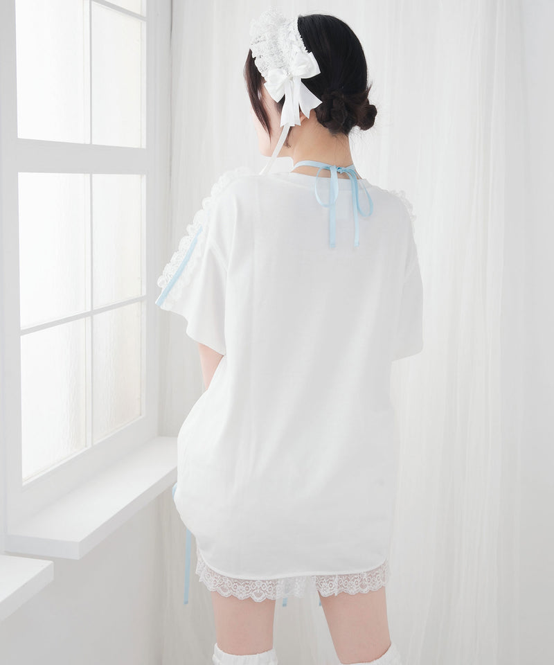 【ご好評につき完売しました】【海外発送不可】【サンリオ×DML】リボンレースビッグTシャツ