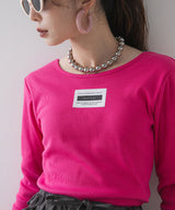 背あきカップ付きカラーロンT