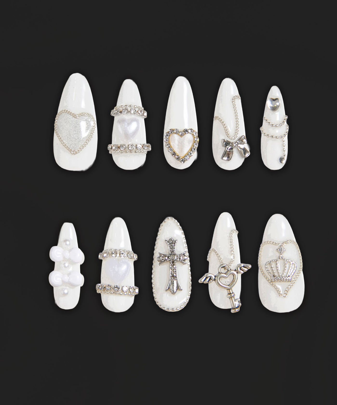 秋冬新作クーポン対象】シルバーラブチェーンネイルチップ