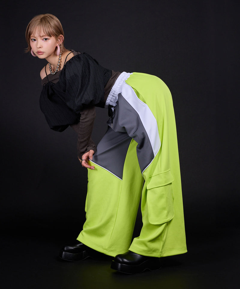 【最上もが着用】【ユニセックス】配色カラーラインジャージパンツ/スウェットパンツ