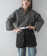 配色カラーバルーンミニジャージスカート