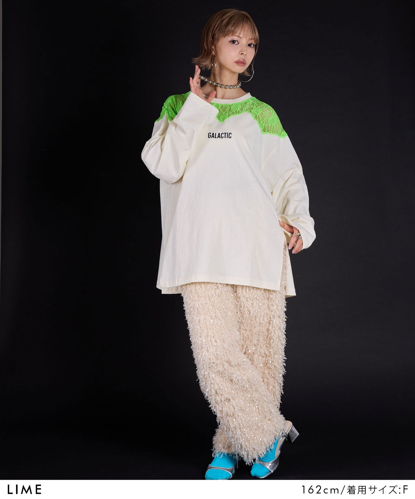 tシャツ 「最上もが」レースドッキングオーバーサイズロンT レディース 予約 8/6発送】【最上もが着用】レースドッキングオーバーサイズ