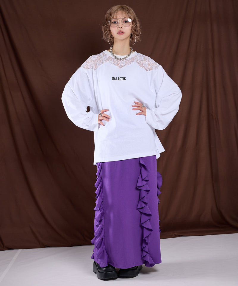 tシャツ 「最上もが」レースドッキングオーバーサイズロンT レディース 予約 8/6発送】【最上もが着用】レースドッキングオーバーサイズ