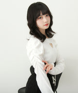 【予約　10/14発送】ストーンハートくり抜きリブカットトップス