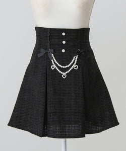 ハイウエストツイードパールビジュースカート