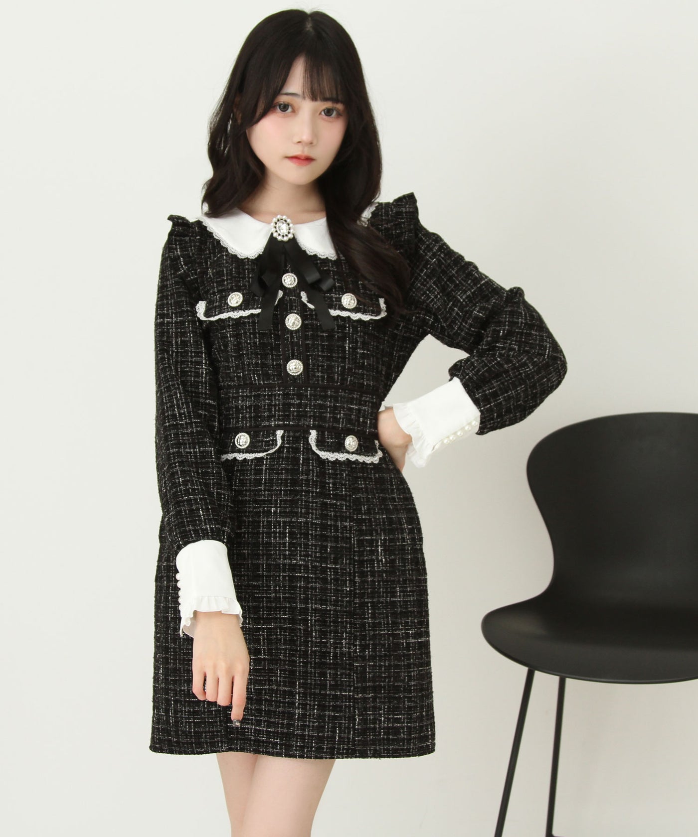 DearMyLove 夢展望　ラメツイードリボンタイトワンピース　L size ラメツイードリボンタイトワンピース – レディースファッション通販の