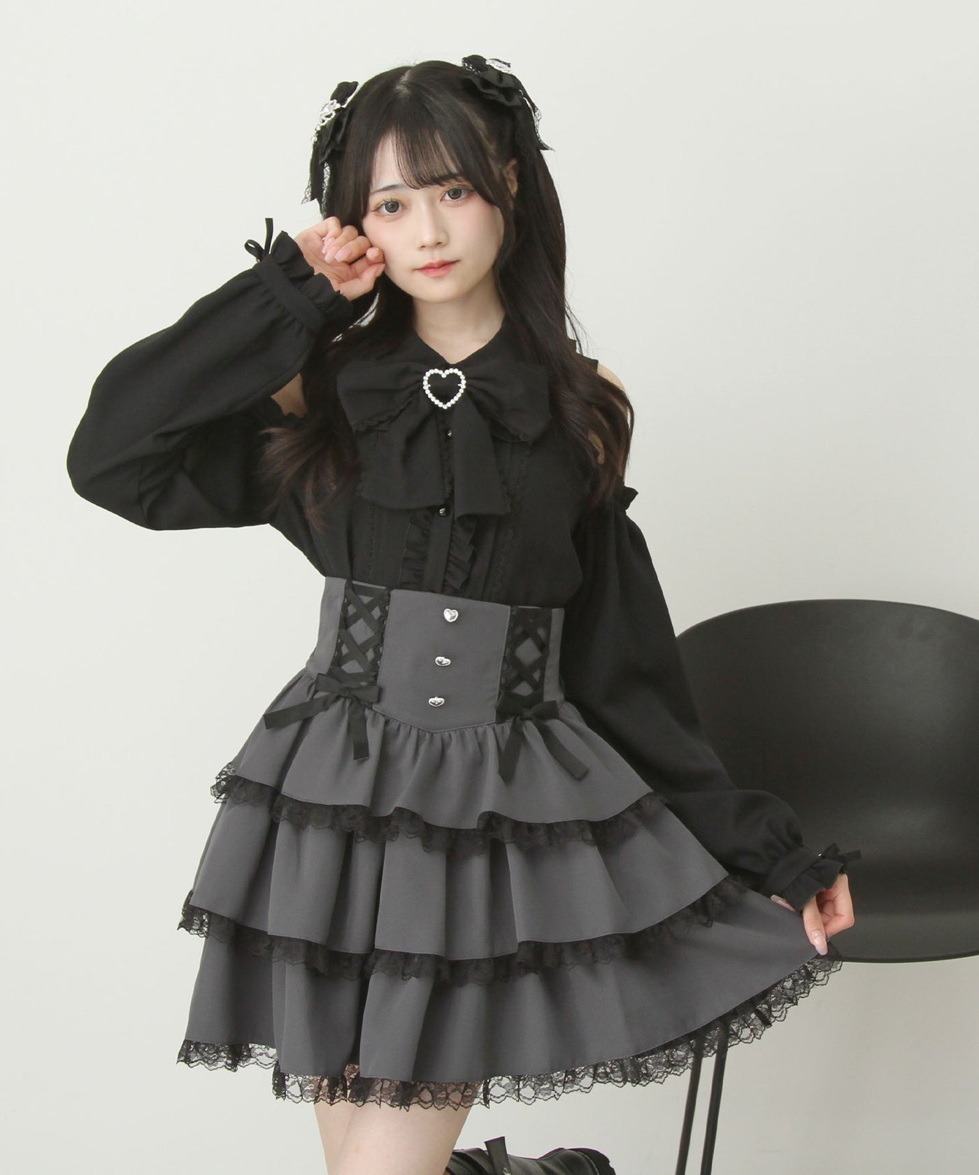 フリルレースアップリボンスカート – レディースファッション通販の夢