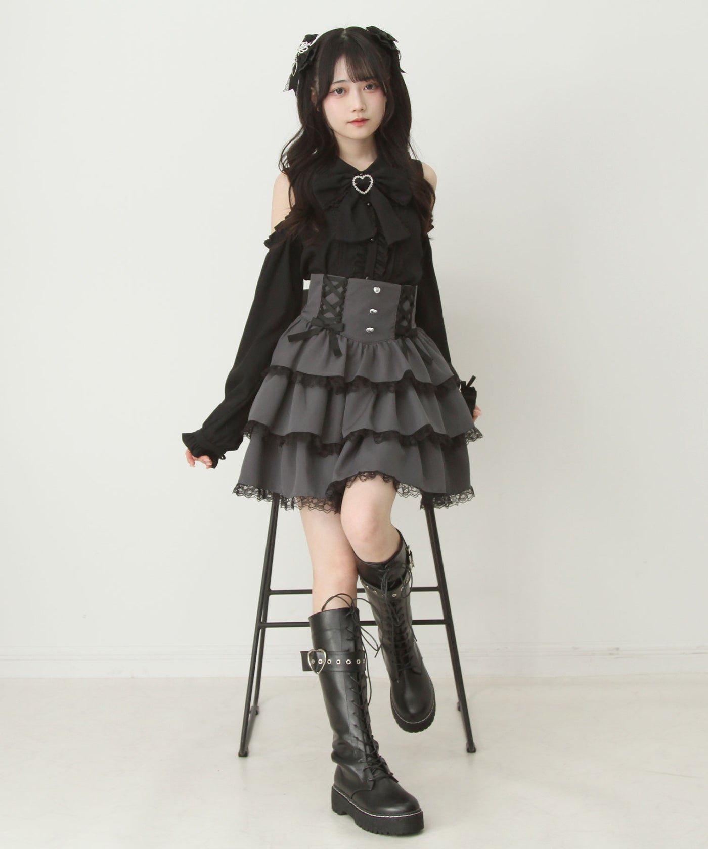 フリルレースアップリボンスカート – レディースファッション通販の夢