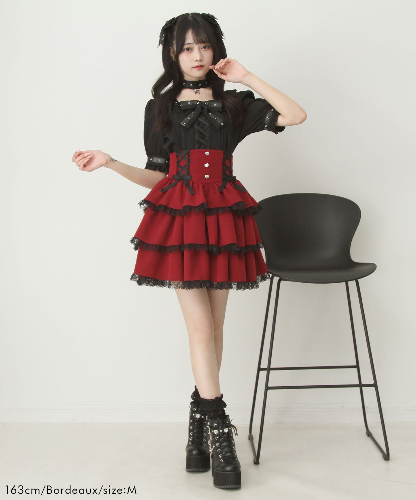 フリルレースアップリボンスカート – レディースファッション通販の夢