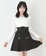 【予約　11/21発送】ドッキングリブカットリボンワンピース