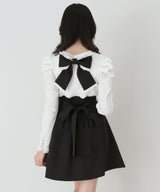 【予約　11/21発送】ドッキングリブカットリボンワンピース