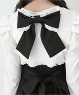 【予約　11/21発送】ドッキングリブカットリボンワンピース