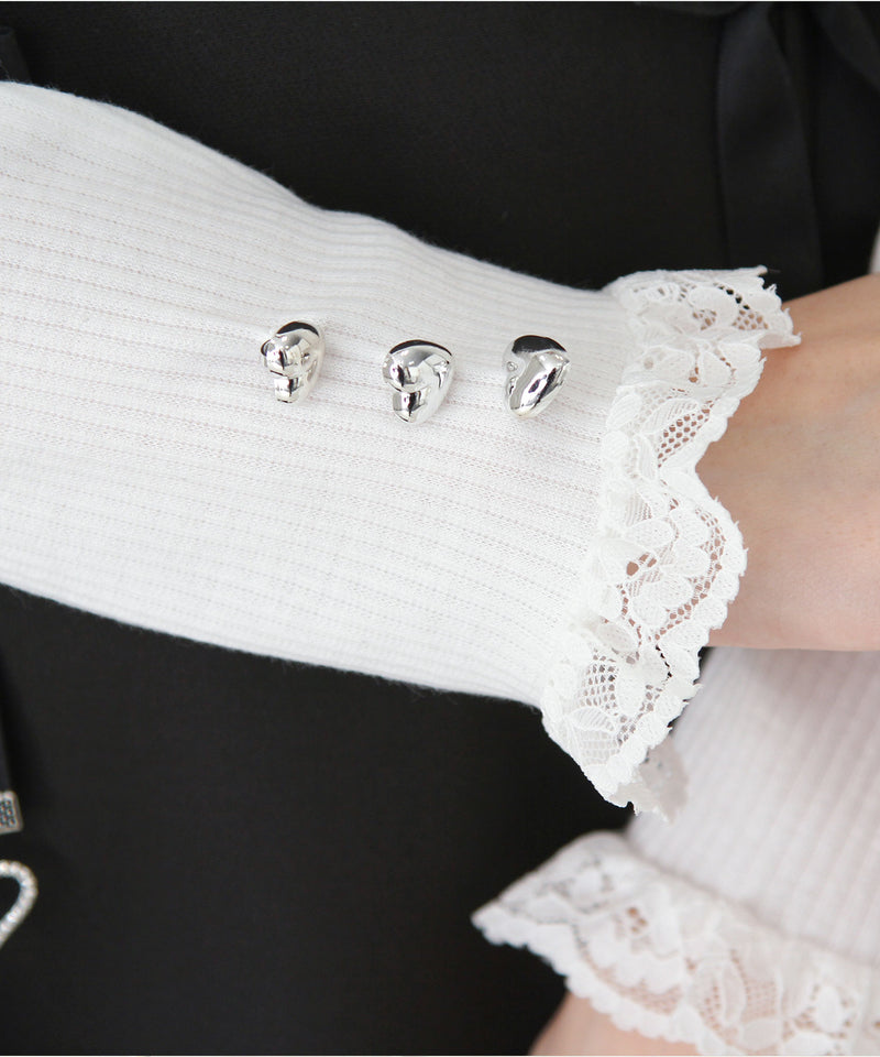 【予約　11/21発送】ドッキングリブカットリボンワンピース