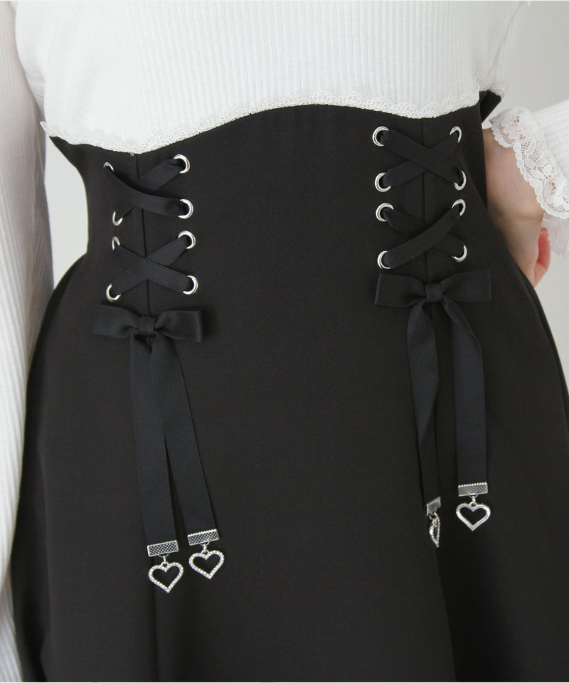 【予約　11/21発送】ドッキングリブカットリボンワンピース